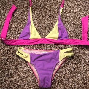 Plumeria Swim Color Block Bikini